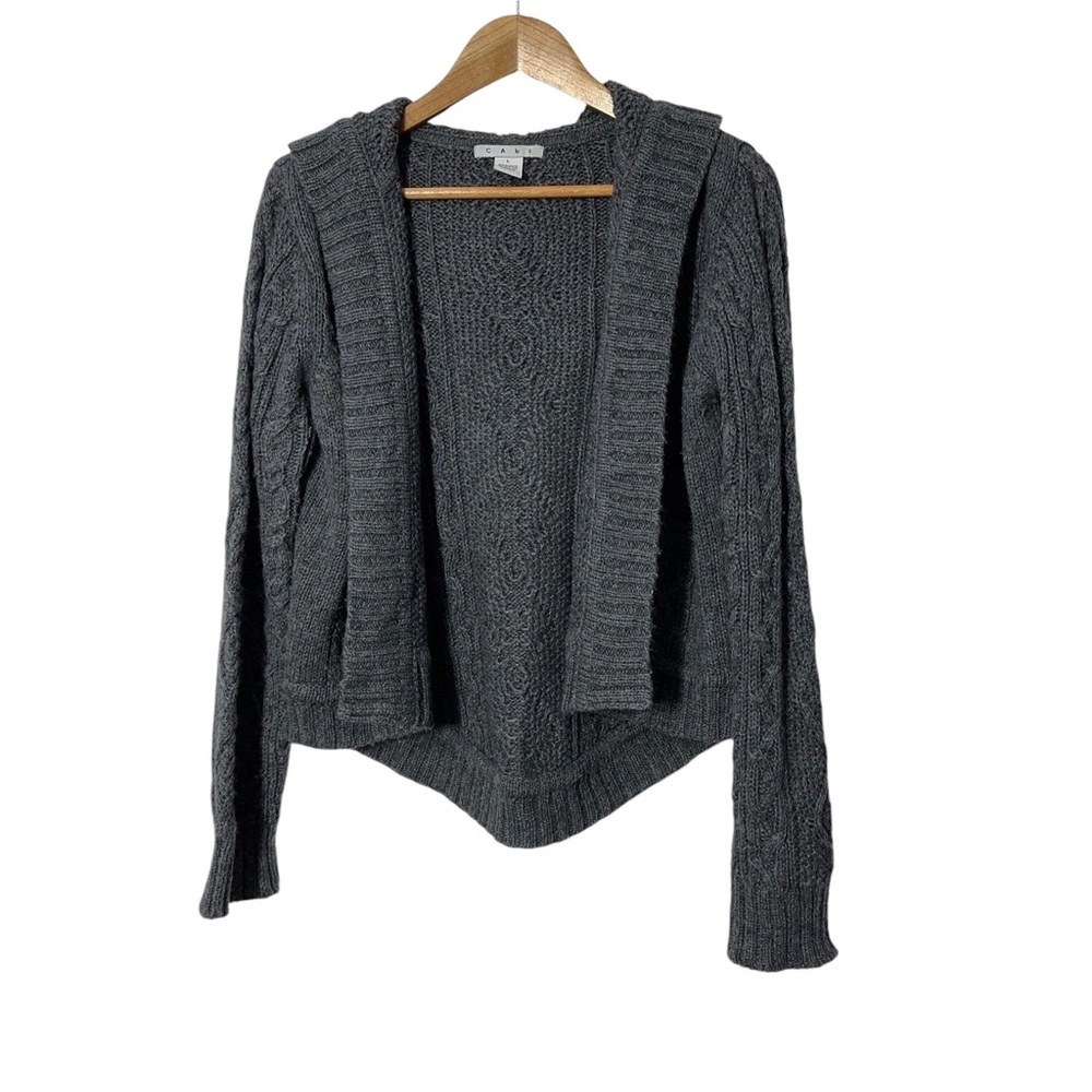 Cabi Alpaca Blend Cardigan Sweater Womens Size L Open Front Hooded
